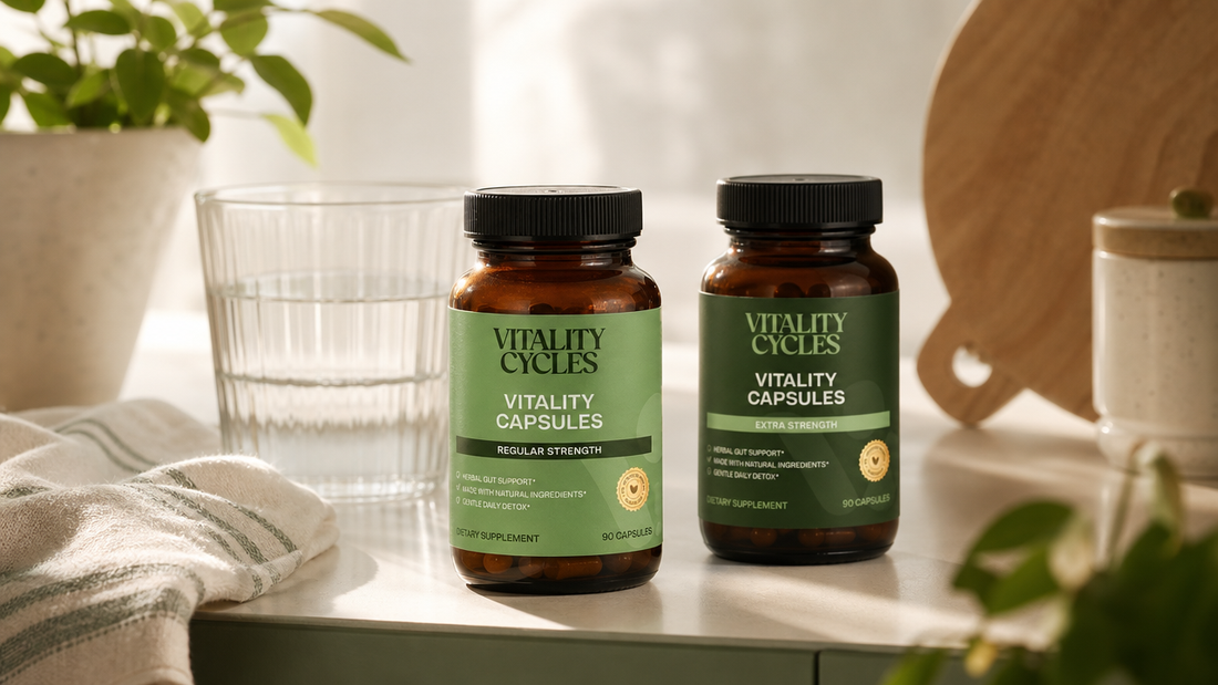 Vitality Capsules Regular or Extra Strength with water