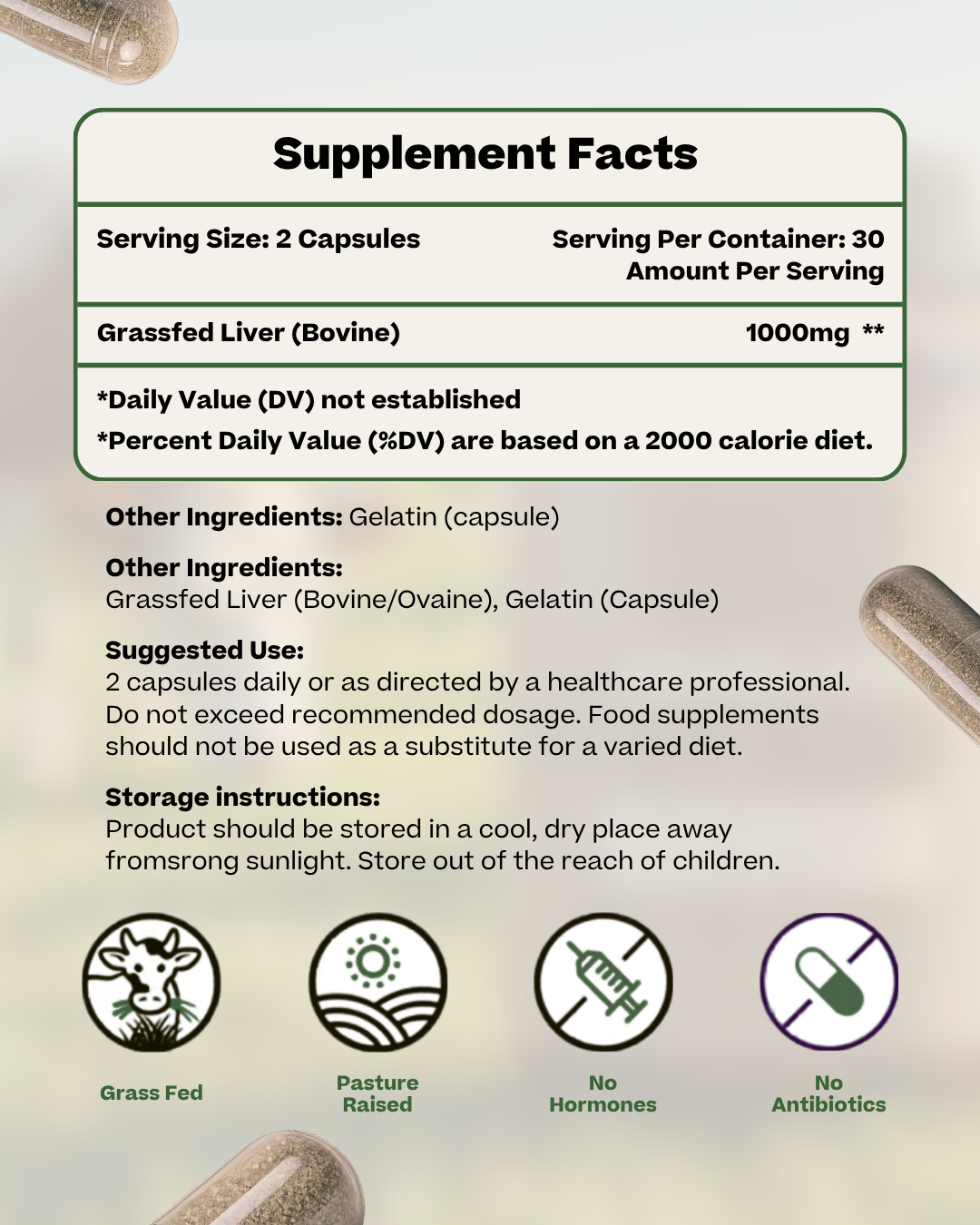 Grass-Fed Beef Liver Capsules